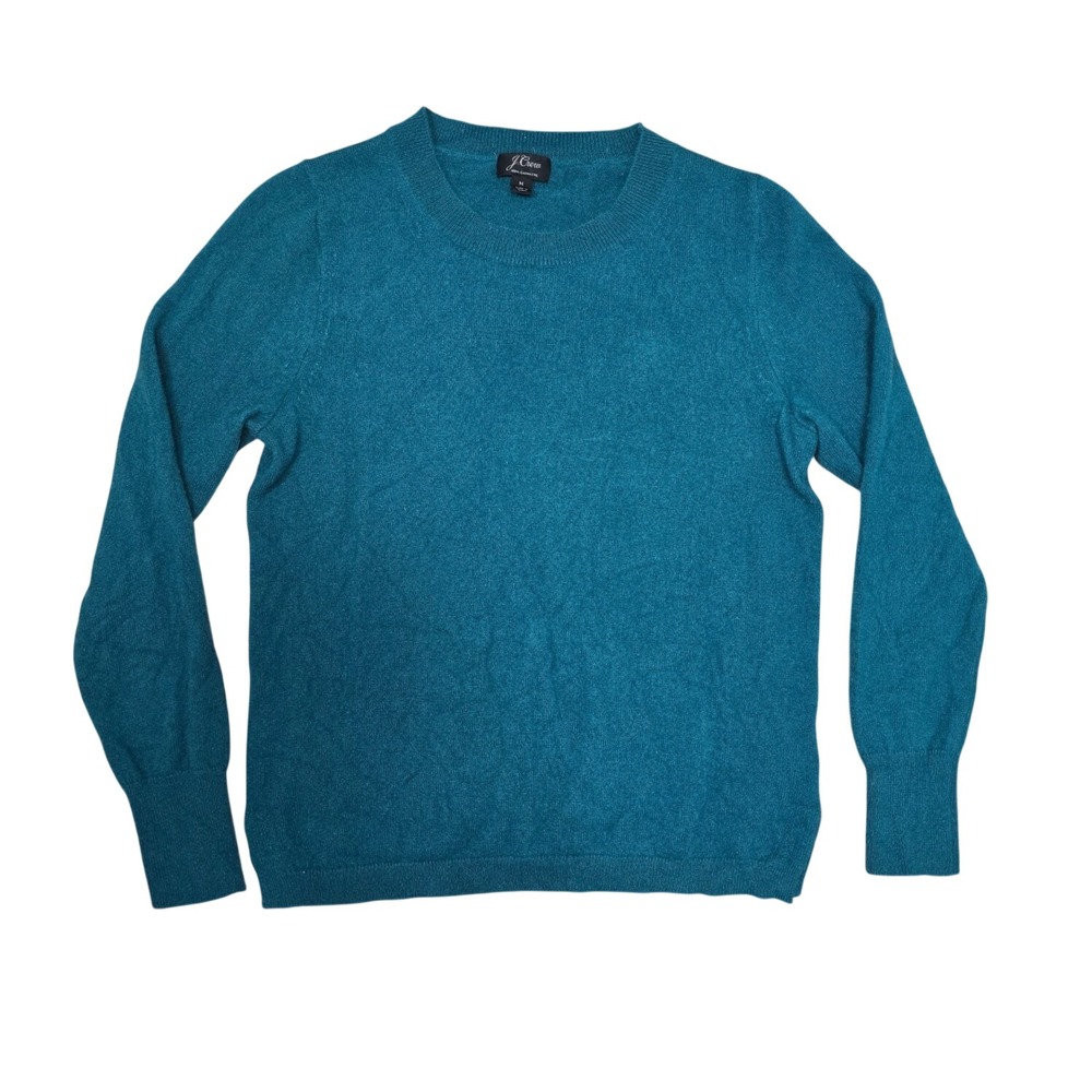J.Crew Womens Teal 100% Cashmere Crewneck Sweater Size M Long Sleeve Knit